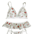 Riley Three Piece Floral Lingerie Set - Sinderella