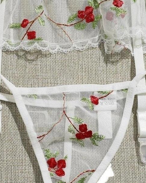 Riley Three Piece Floral Lingerie Set - Sinderella