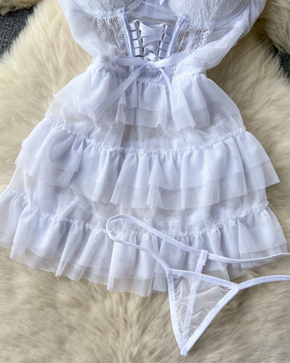 Robin Negligee Two Piece Babydoll Bustier Lingerie - Sinderella