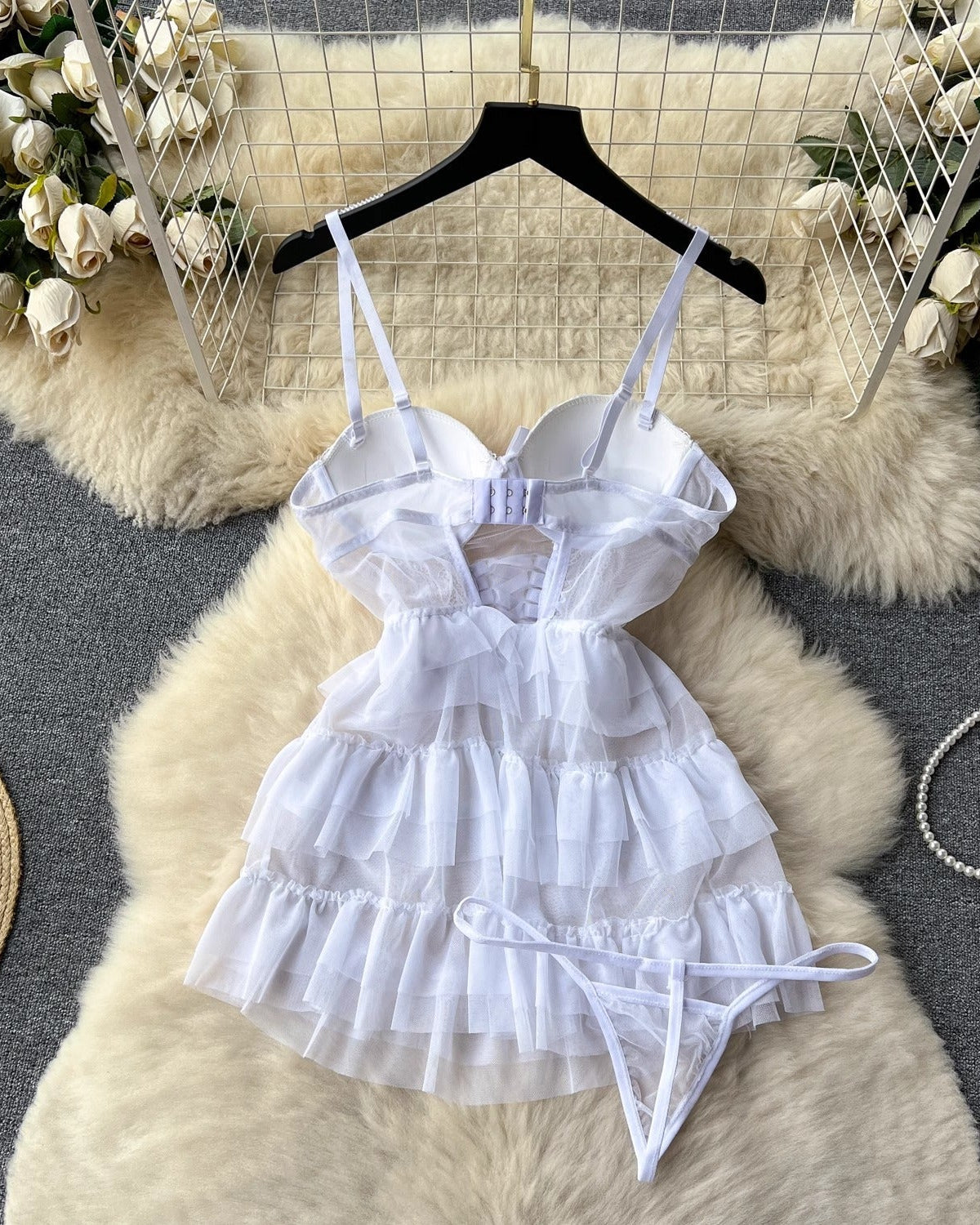 Robin Negligee Two Piece Babydoll Bustier Lingerie - Sinderella