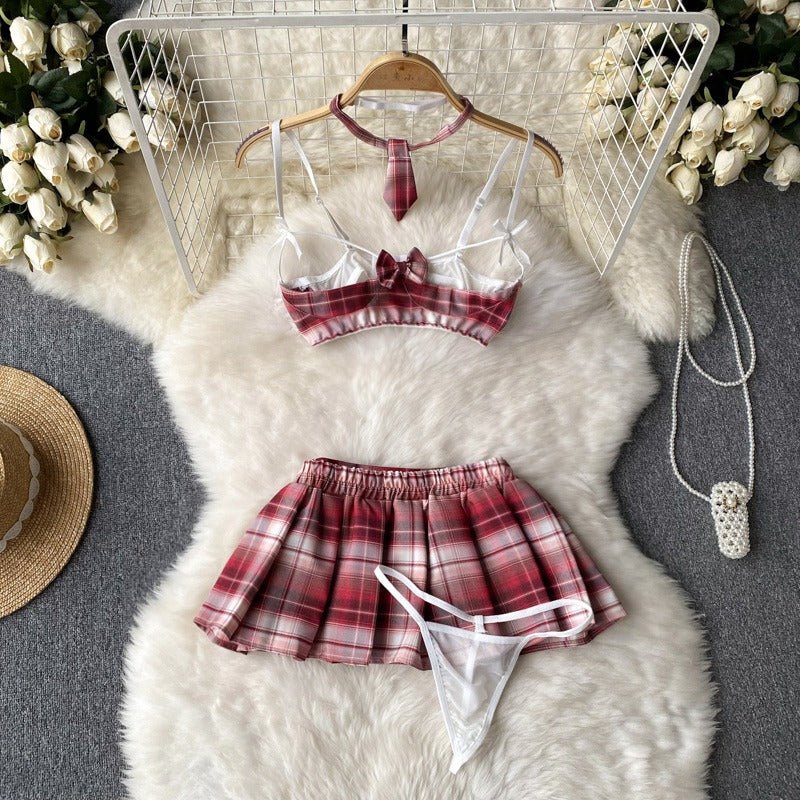 Rusalka Four Piece Plaid Lingerie Set - Sinderella