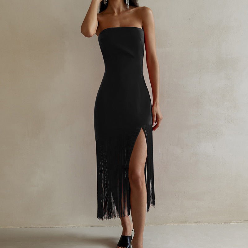 Sierra Luxury Tube Fringe Dress - Sinderella