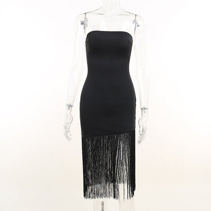 Sierra Luxury Tube Fringe Dress - Sinderella