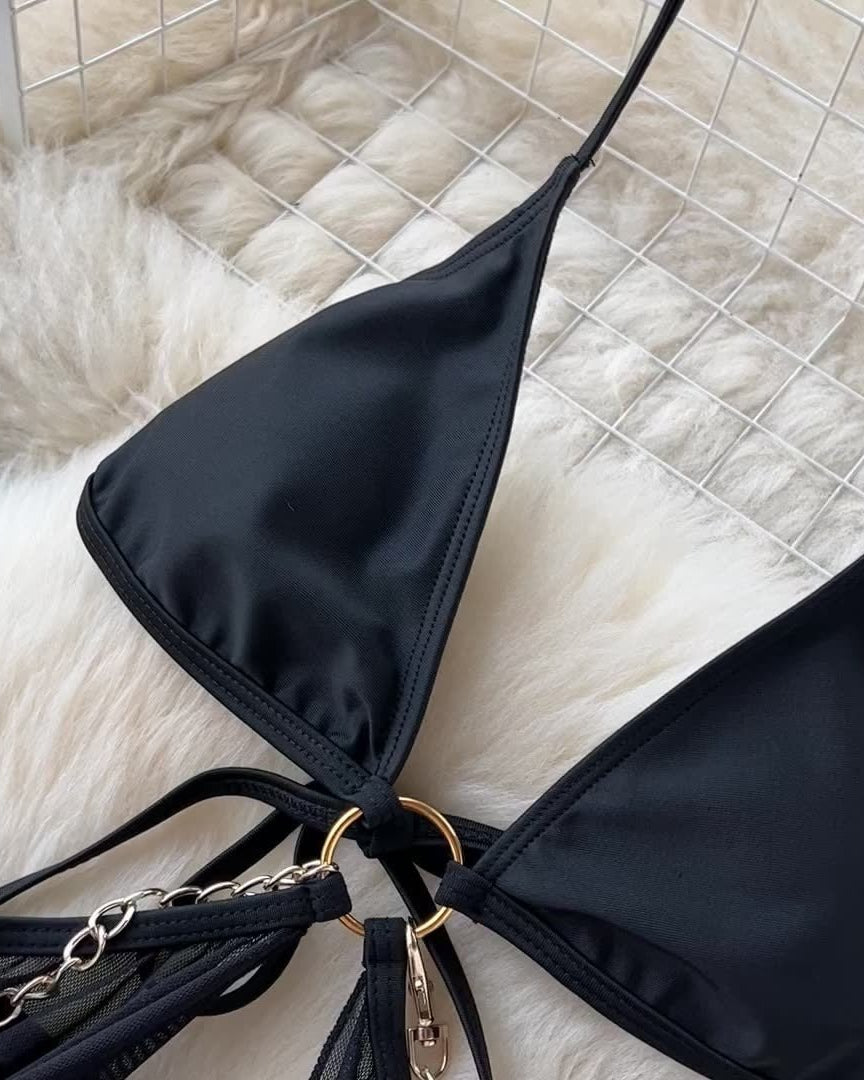 Weiss Negligee Cutout Long Lingerie - Sinderella