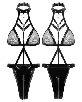Locked & Loaded PU Babydoll Lingerie — faux leather lingerie