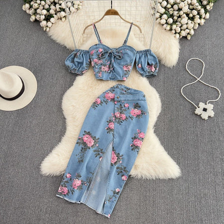 Blue Denim Two Piece Set Jeans Suits For Women Long Sleeve Jacket Top And  Pants Female 2 Piece Club Outfits Matching Sets 8241 - Pant Sets -  AliExpress